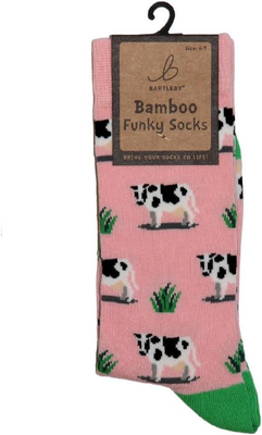 Bartleby Funky Bamboo Socks Cow Design Eco Friendly