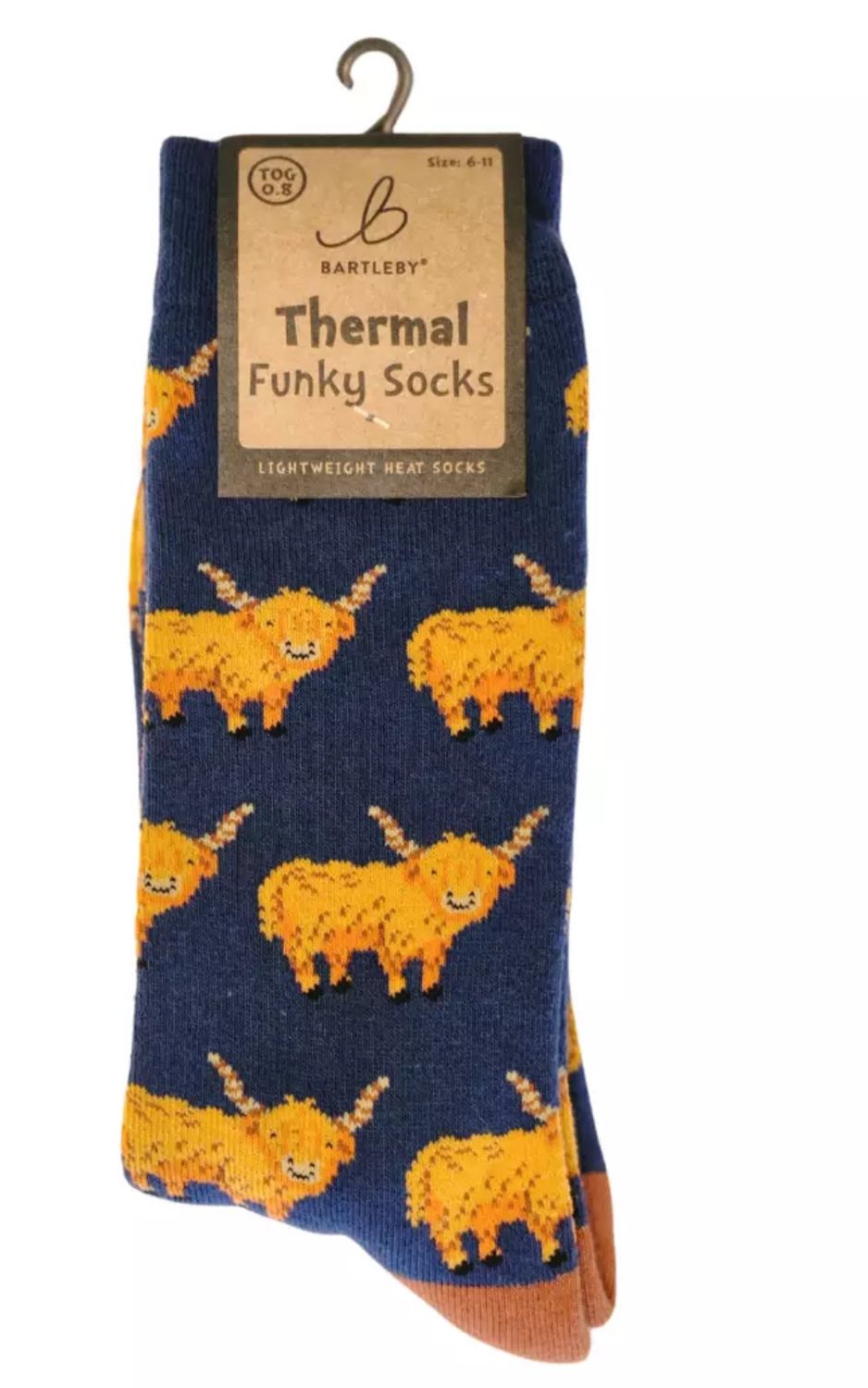 Bartleby Mens Funky Bamboo Socks Highland Cow Coo Design