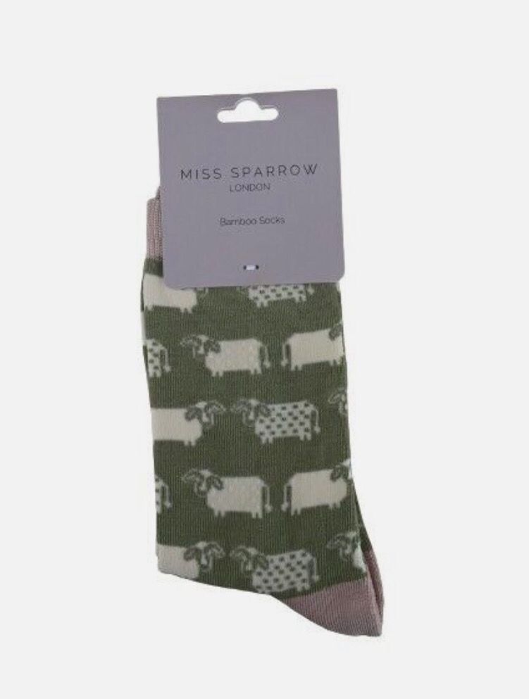 MISS SPARROW LONDON Cute Cow Print Soft Bamboo Socks
