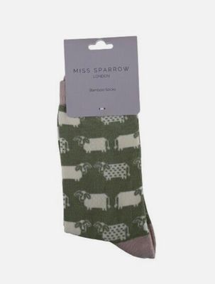MISS SPARROW LONDON Cute Cow Print Soft Bamboo Socks