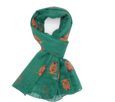 Pure Fashions Highland Cow Heilan  Coo Scarf Green
