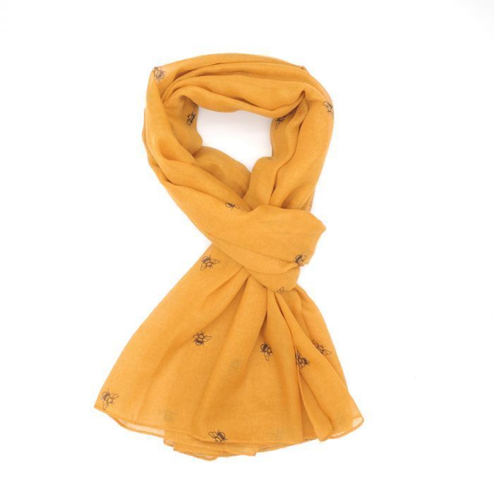 Red Cuckoo Bee Scarf Mustard Soft Lightweight Polyester