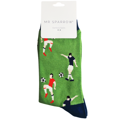 Mr Sparrow Football Socks Green Men’s Super Soft Bamboo Blend