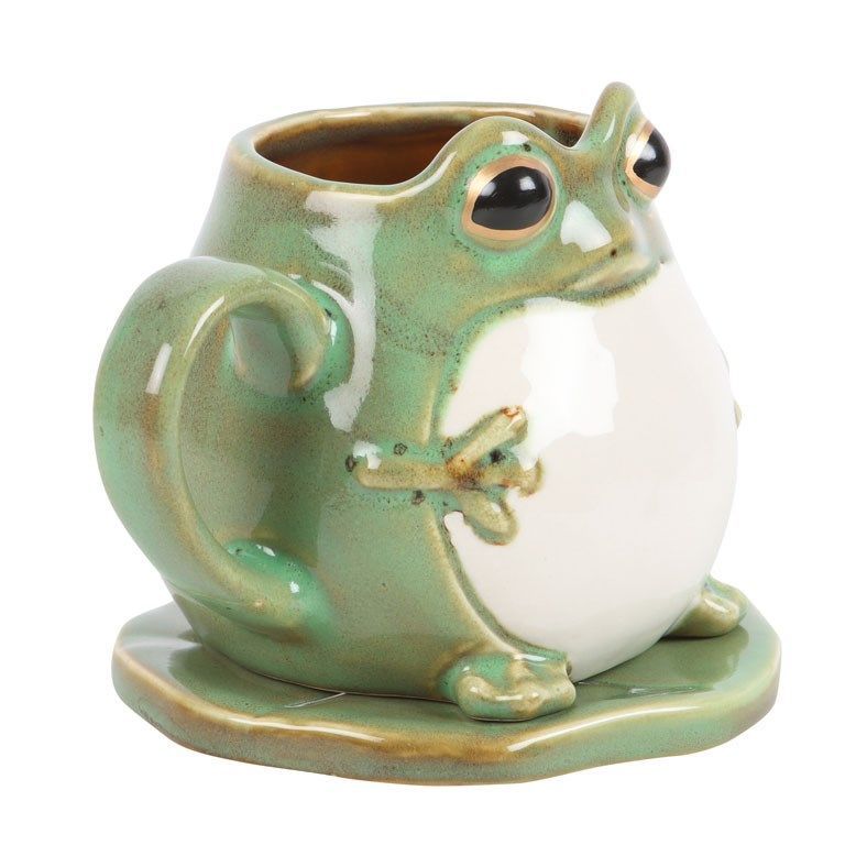 Cute Frog Shaped Mug and Lily Pad Saucer Great Gift