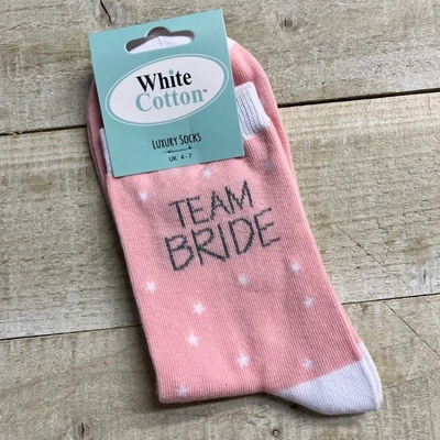 Team Bride Socks Luxury Cotton Blend Pink  Size 4 to 7