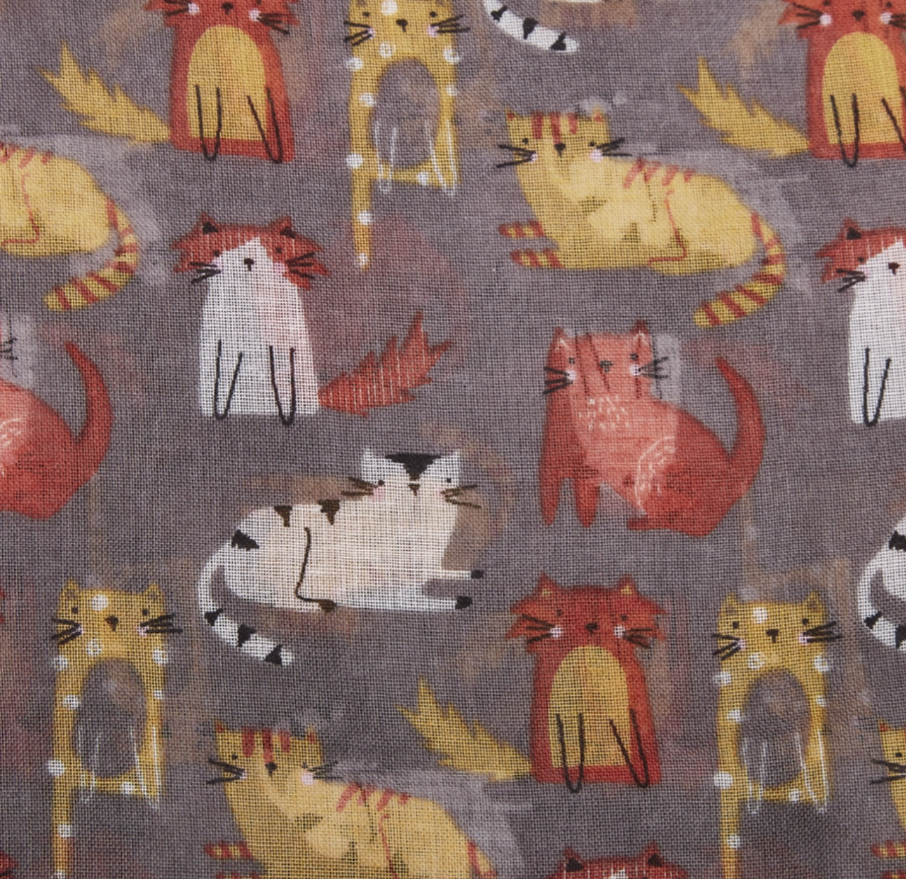 Miss Sparrow Cat Scarf Light Grey Soft Lightweight Polyester