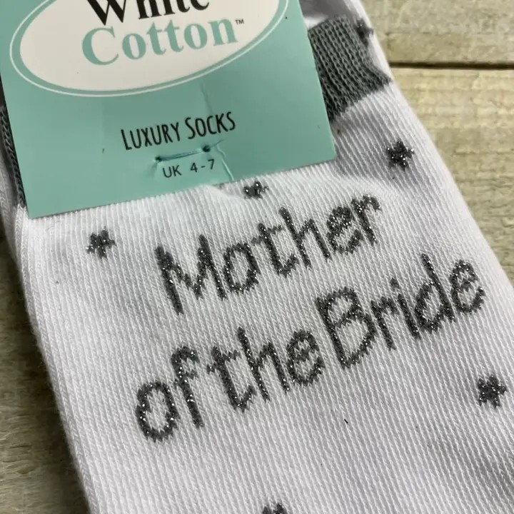 Mother of the Bride Socks Luxury Cotton Blend White Hen Night  Size 4 to 7