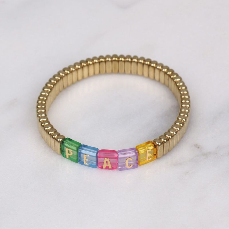 Zelly Peace Gold Coloured Tiled Beads Concerts Gifts