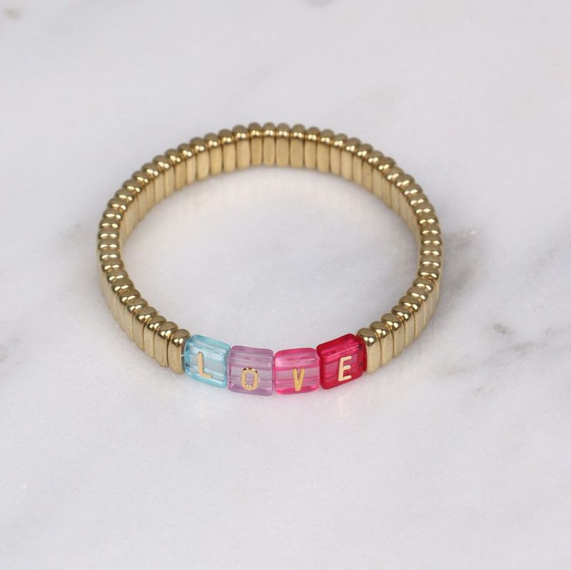 Zelly Love  Bracelet Gold Coloured Tiled  Beads  Concerts Gifts