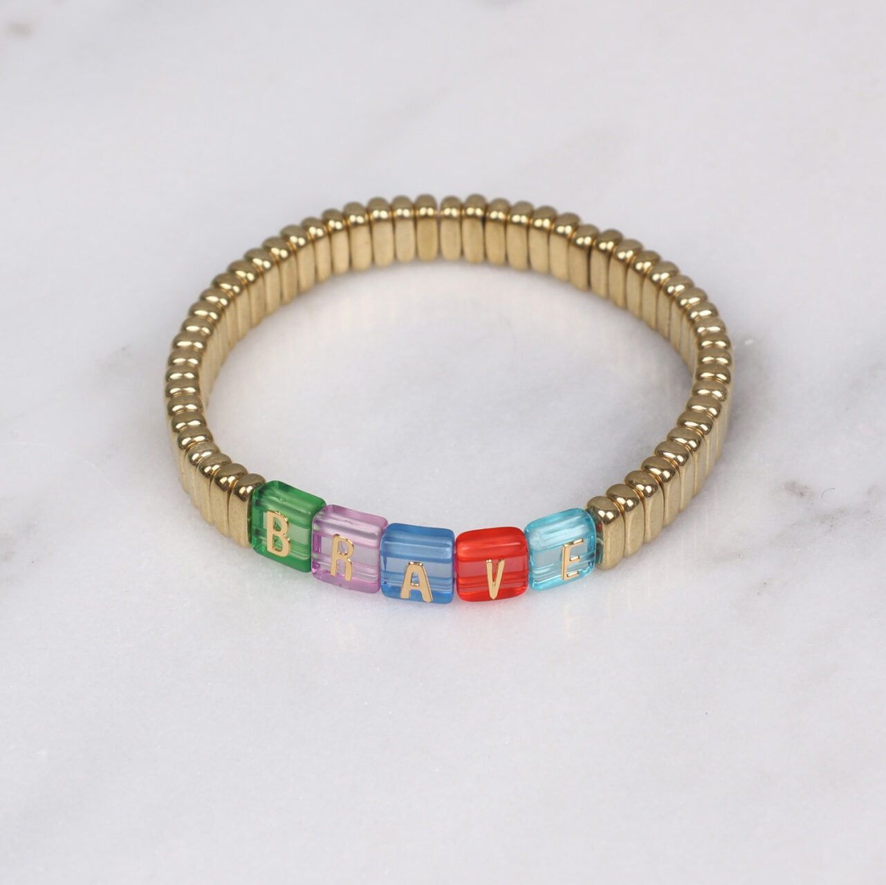 Zelly Brave  Bracelet Gold Coloured Tile Beads Concerts Gifts