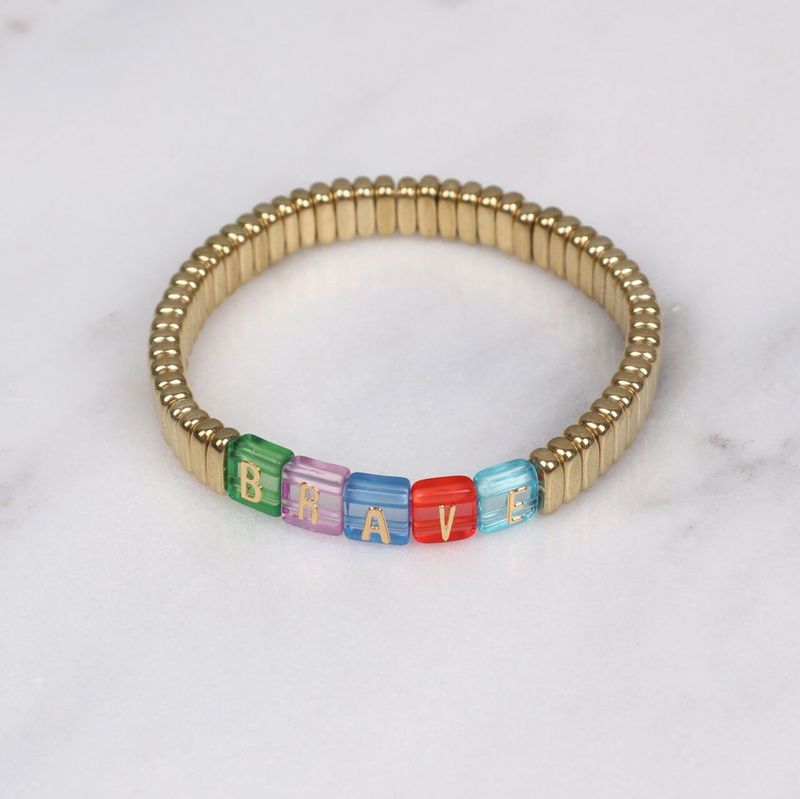 Zelly Brave  Bracelet Gold Coloured Tile Beads Concerts Gifts