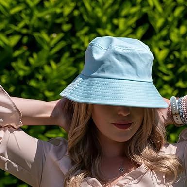 Zelly Blue Summer Bucket Hat Cotton Adjustable Holidays Days Out