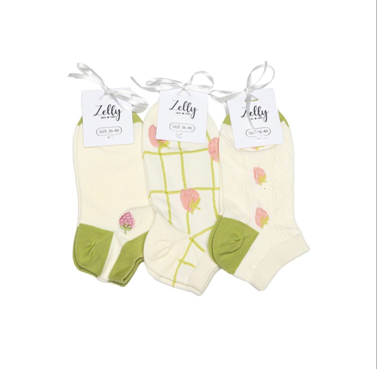 Zelly Strawberry Trainer Socks Soft Breathable Cotton Spandex