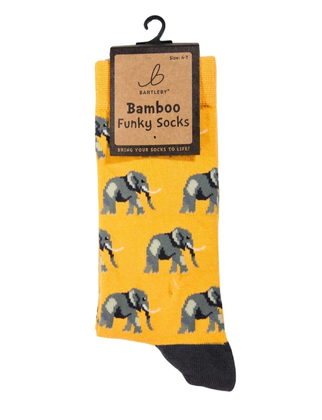 Bartleby Socks Bamboo Blend Zoo Collection Elephant Yellow Ladies