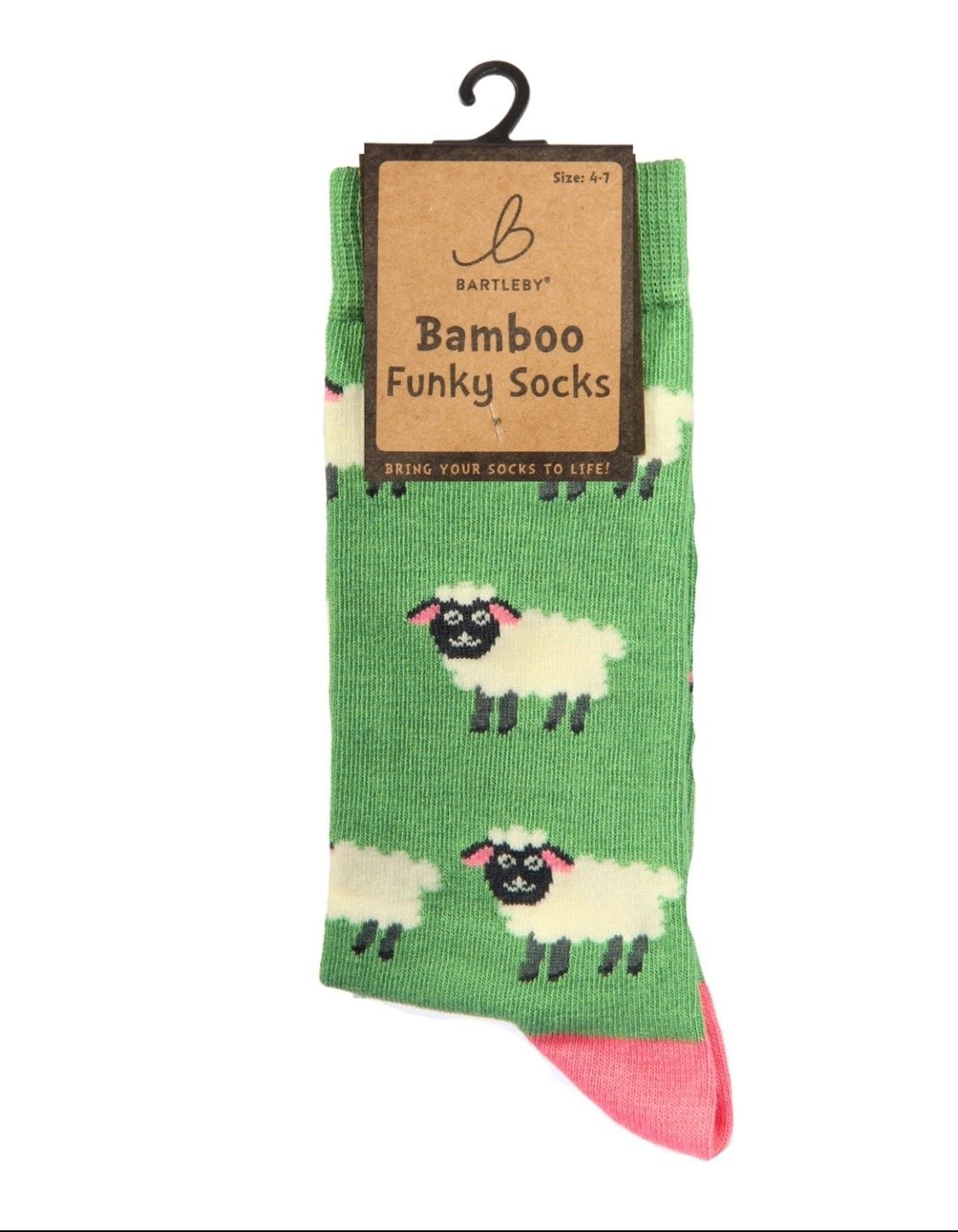 Bartleby Fluffy Sheep Socks Green Bamboo Blend  Size 4 - 7
