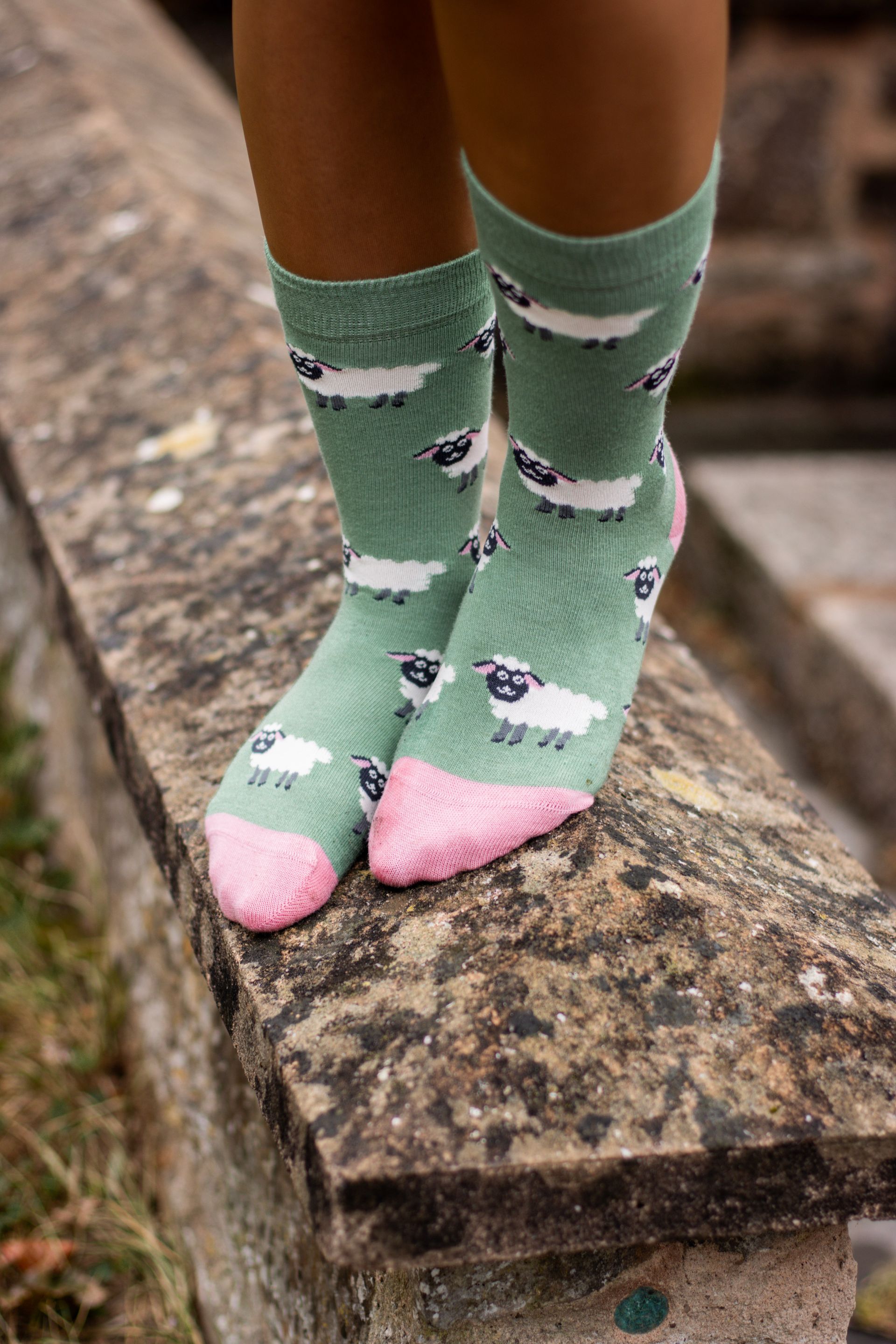 Bartleby Sheep Socks Green Bamboo Blend Size 4 - 7