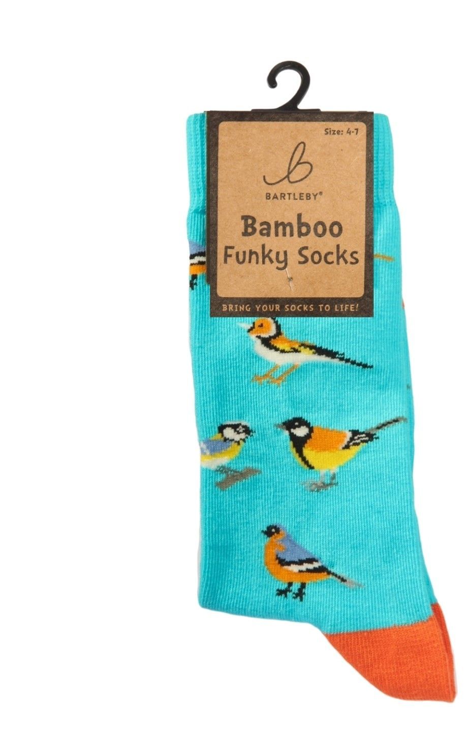 Bartleby Socks Bamboo British Garden Turquoise Birds 4 to 7