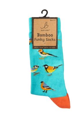 Bartleby Socks Bamboo British Garden Turquoise Birds 4 to 7