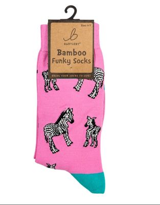 Bartleby Socks Bamboo Blend Zoo Collection Zebra Pink Ladies