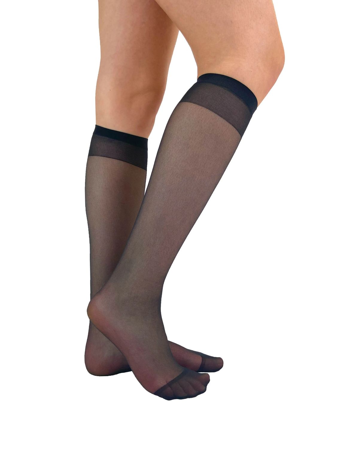 PAMELA MANN  Sheer knee high socks (2 pack) Essential Black