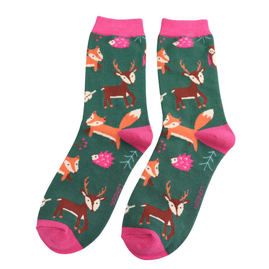 Miss Sparrow Woodland Animals Collection Soft Bamboo Blend Green