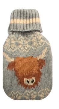 1 x Highland Cow Hairy Coo Hand Warmer Gel Pack With Knitted Cover