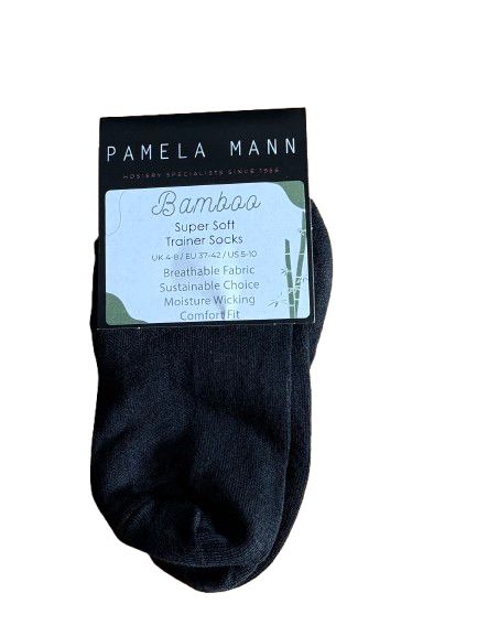 Pamela Mann Extra Wide Trainer Socks Super Soft Bamboo Blend White