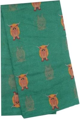 Highland Cow Scarf Green Hairy Coo