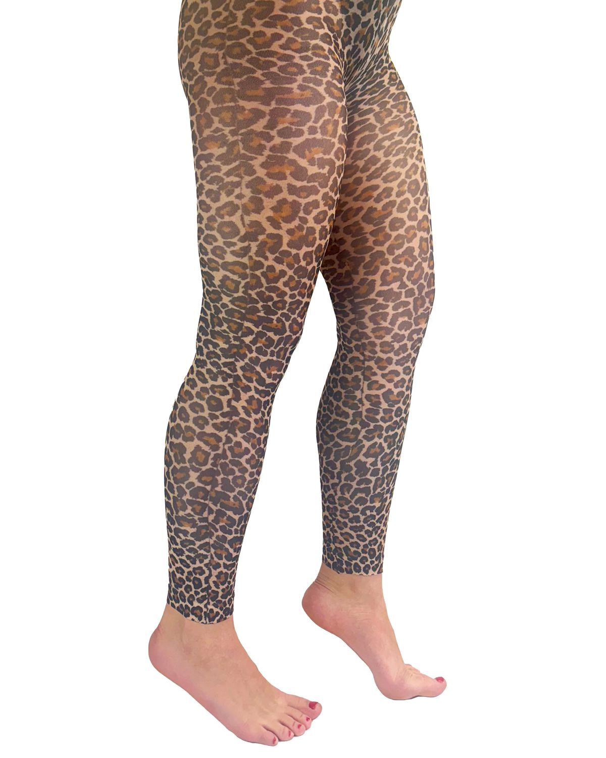 Pamela Mann Leopard Print Footless Tights  Size 10 to 14