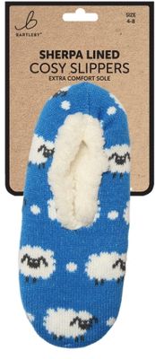 Bartleys  Sheep Ladies Slippers Cozy Sherpa Fleece Lined Padded Gripper