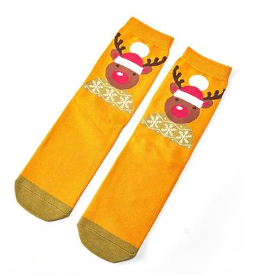 Miss Sparrow Santa Reindeer Socks Mustard Miss Sparrow Santa Reindeer Socks Mustard