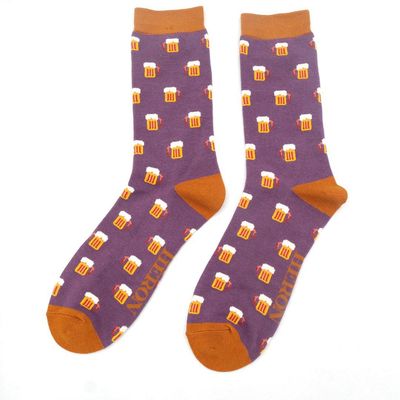 MR HERON Beer Glass Socks Grape Bamboo Blend