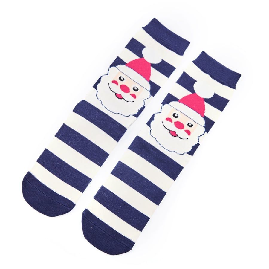 Mr Heron Santa Face Socks Navy Bamboo