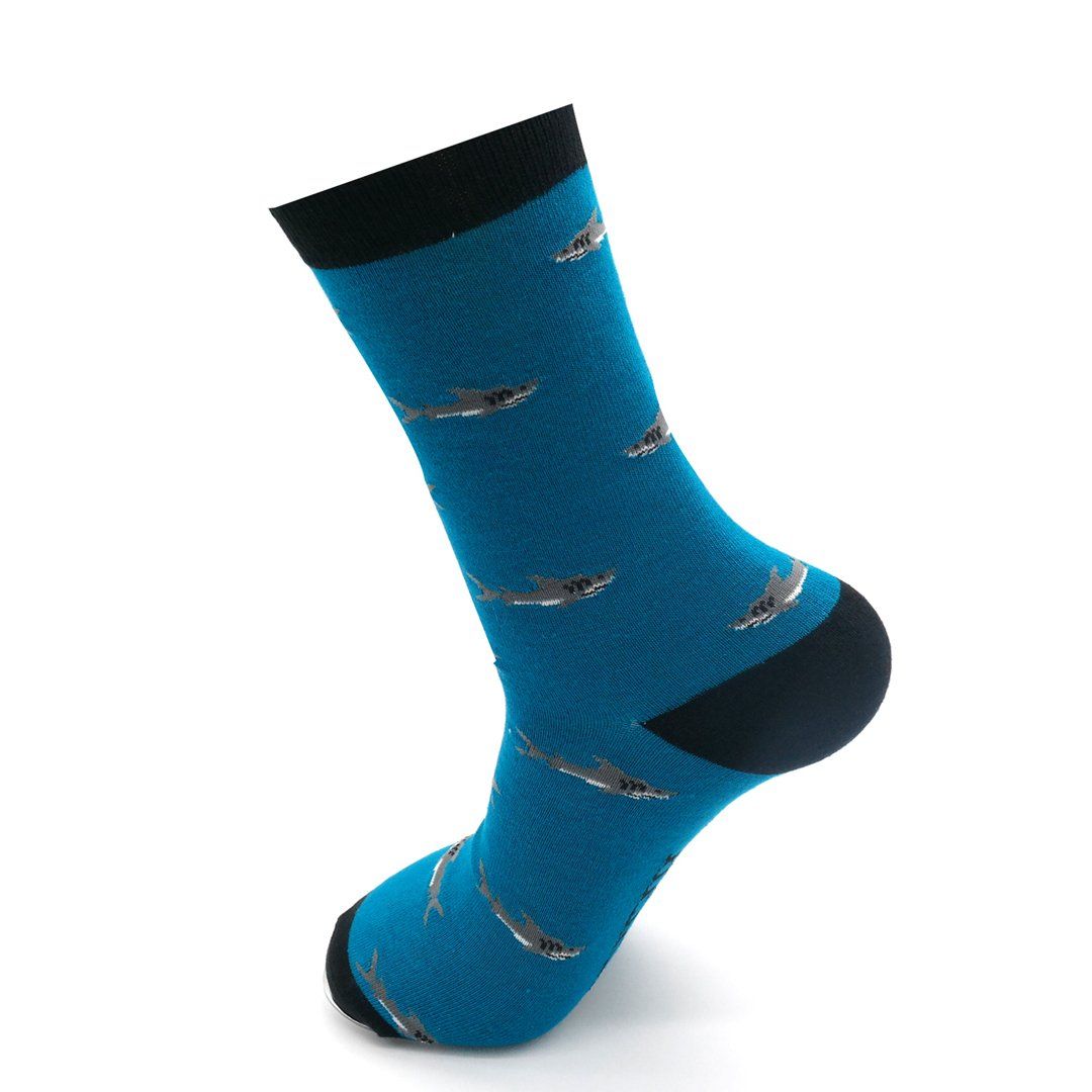 Mr Heron Shark Socks Teal Bamboo Blend