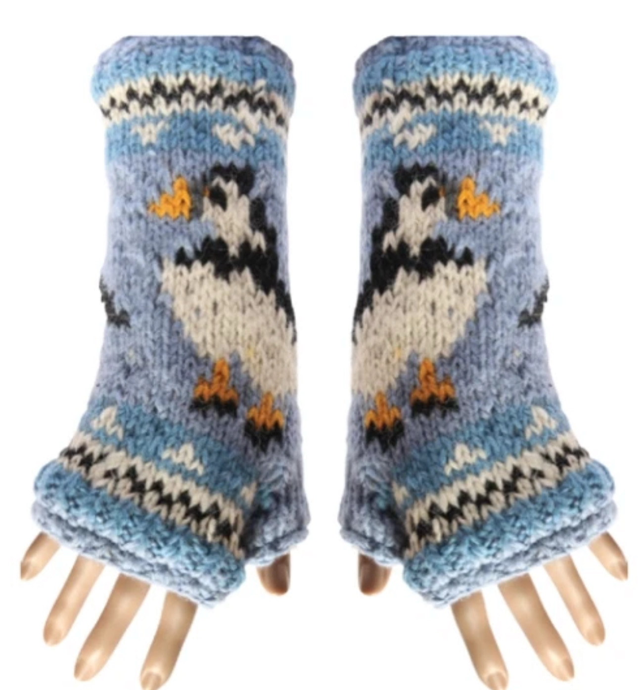 Bartleby Puffin Gloves Sherpa Lined Fingerless Tube Wool
