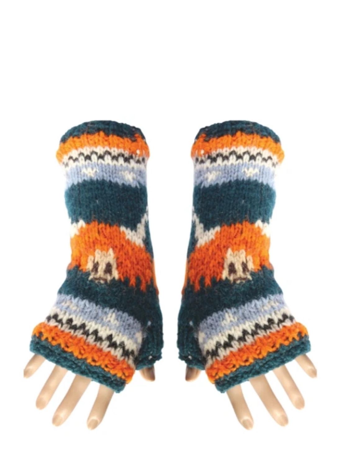 Bartleby Sherpa Lined Fingerless Tube Wool Gloves Highland Cows