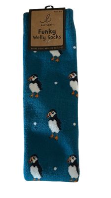 Bartleby Women's Puffin Welly Boot Socks Blue