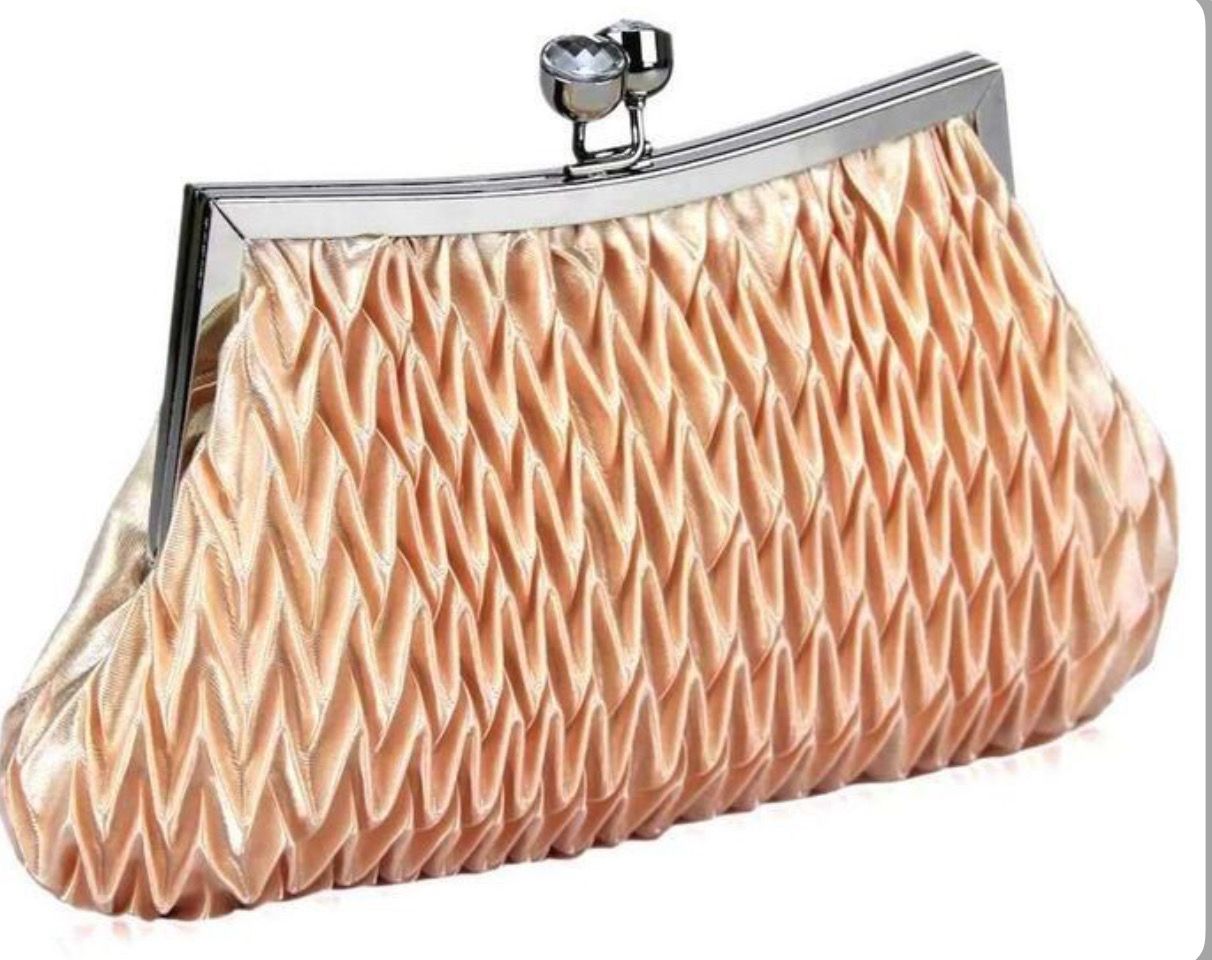 Nude Clutch Bag Pleated Evening Weddings Bridesmaids Parties