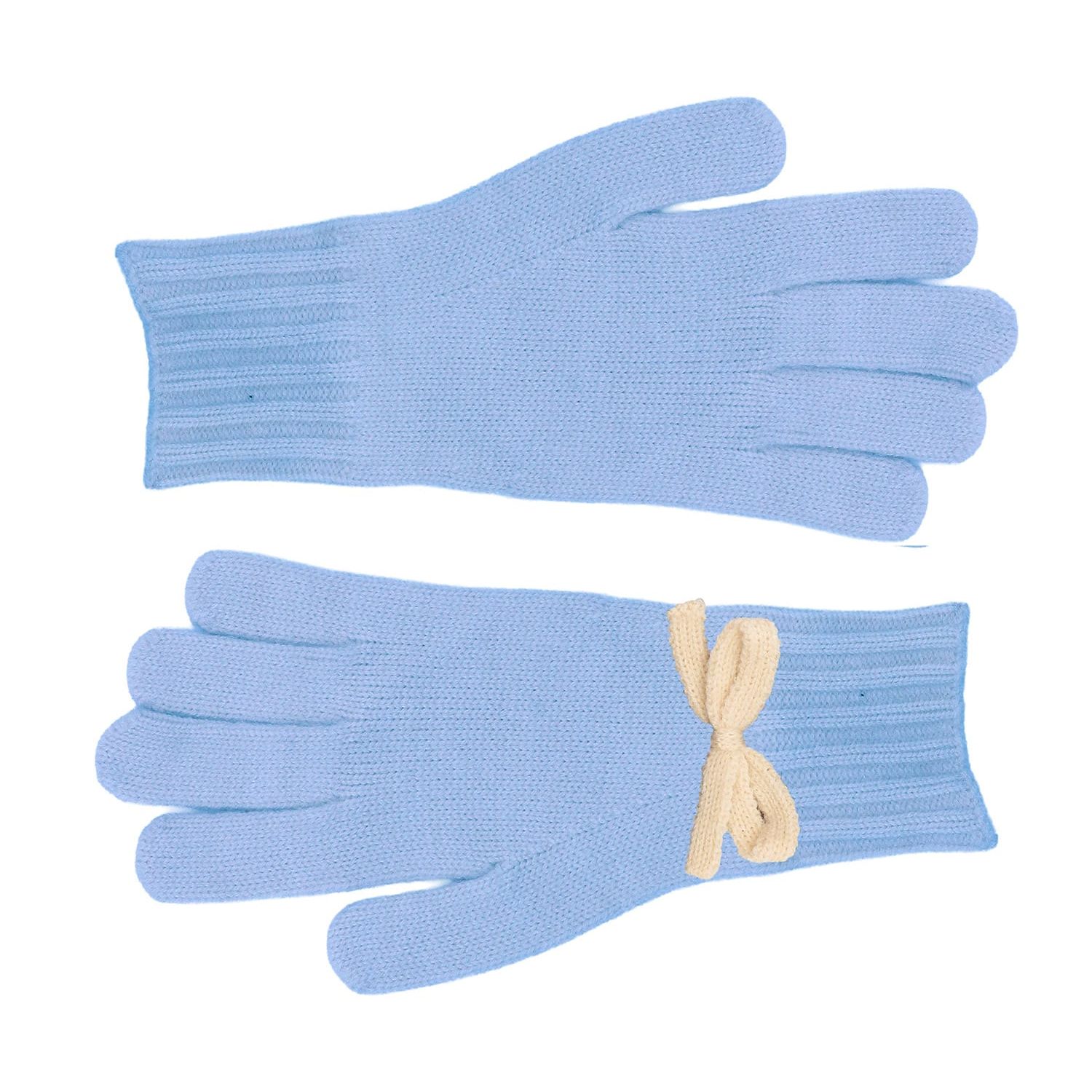 Zelly Ladies Blue Bow Detail Warm Winter Gloves