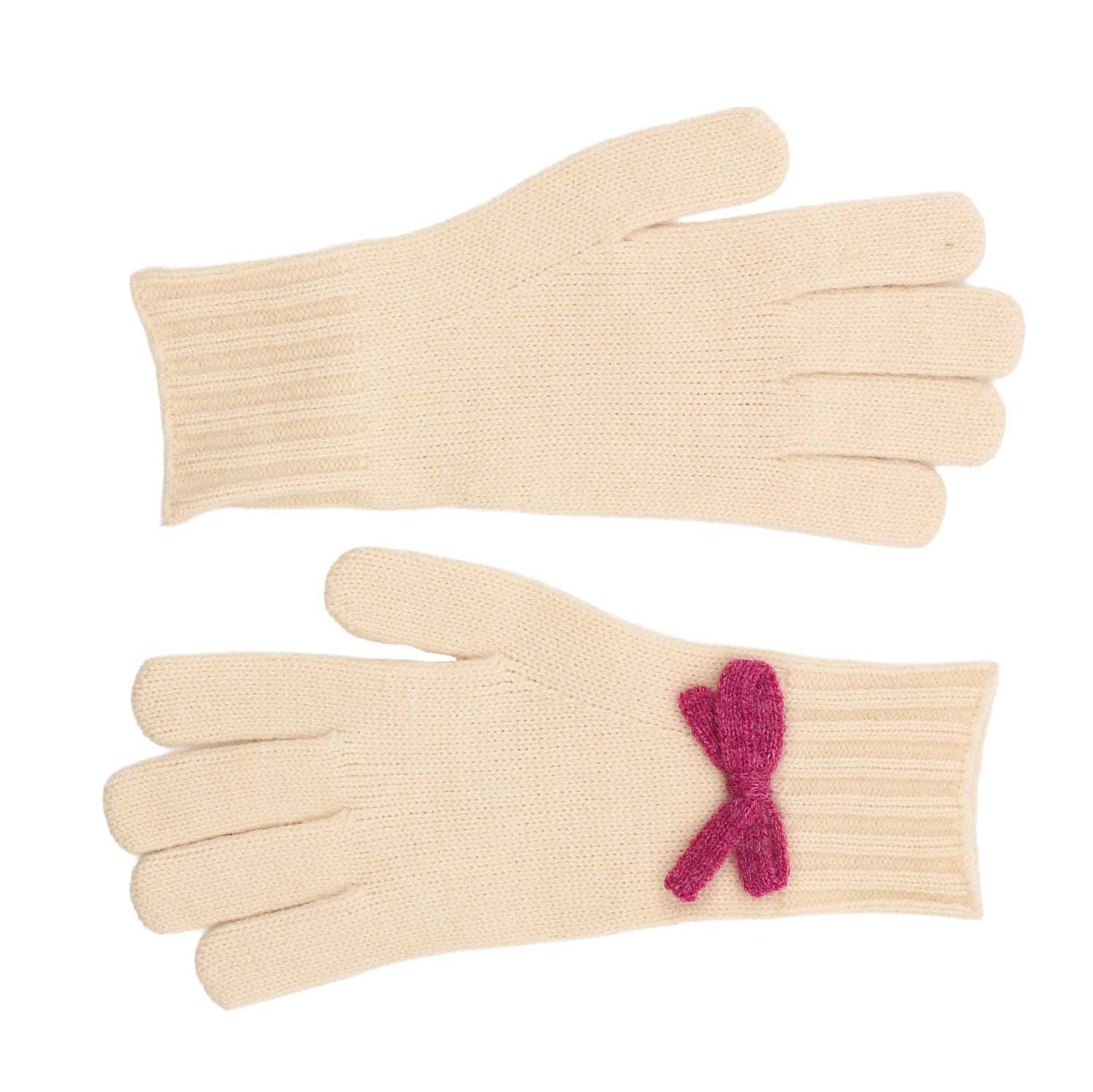 Zelly Ladies Gorgeous Pink Bow Detail Warm Winter Gloves