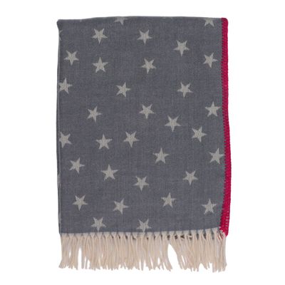 Zelly  Womens Winter Scarf Blanket Stich Stars Grey Cream