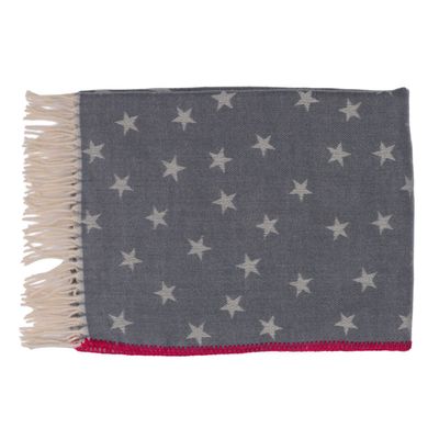 Zelly Womens Winter Scarf Blanket Stich Stars Grey Cream