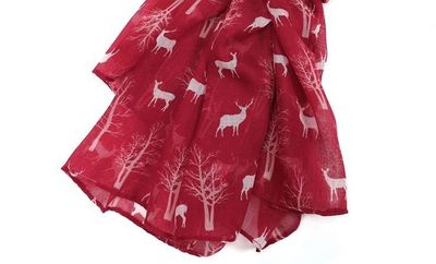 Pure Fashions Red Scarf Deer Soft Lightweight Gorgeous Gift