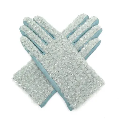 MISS SPARROW Aqua Gloves Glitter Fluffy Stylish Winter Warm Soft Light  Polyester