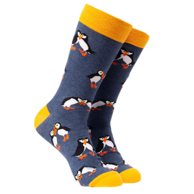 Puffin Socks Mates For Life Socks Blue Soft Cotton Blend