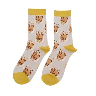 MISS SPARROW Cute Otters Socks Silver Super Soft Bamboo Blend