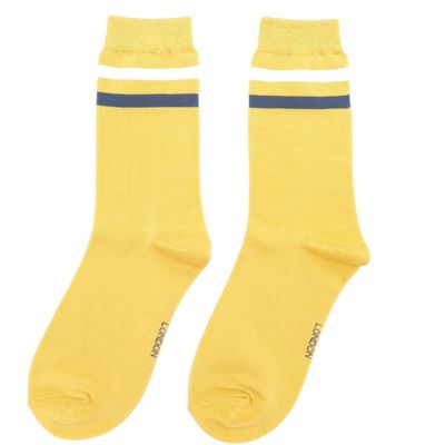 Stripe Sports Bamboo Socks Bright Yellow Size 4 to 7 SALE
