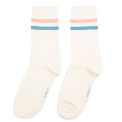 MISS SPARROW Stripe Sports Bamboo Socks  White  Size 4 to 7