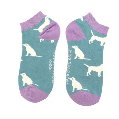 Miss Sparrow Trainer Socks Blue Eco Friendly Bamboo Labrador Dog