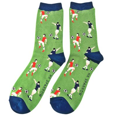Mr Sparrow Football Socks Green Men’s Super Soft Bamboo Blend